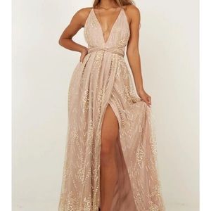 Showpo New York Nights Maxi Dress Gold